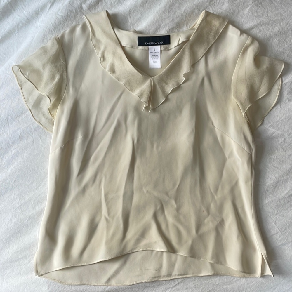 Jones New York cream silk blouse